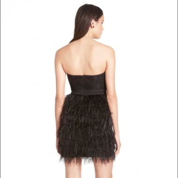 A. Drea Faux Feather Strapless Dress with Lace Top - Picture 2 of 7